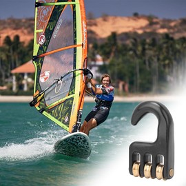 Tiiyee Windsurf Rigging Pulley Hook, Strong Heavy Duty 3 Roll Wheel Windsurfing Hardware Equipment Aluminium Alloy Black Universal Windsurfing Accessories Surfing for Sail