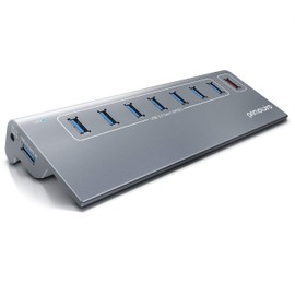 CSL - USB 3.0 Hub Active - 10 Gbps - 8 Port - 8 x USB 3.2 Gen2, Including 1 x USB Charging Port Smart Charge - 8 Port Splitter with Power Supply - Aluminium Housing - for PC Notebook Laptop Ultrabook