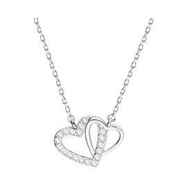 Sofia Milani - Women's Necklace 925 Silver - with Zirconia Stones - Double Heart Pendant - 50300