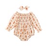 COORALLY Infant Baby Girl Christmas Outfit Cotton Linen Smocked Bodysuit