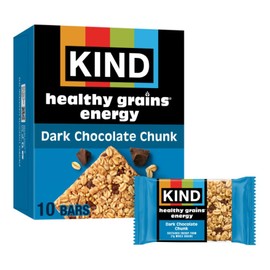 KIND Healthy Grains Energy Bars, Dark Chocolate Chunk, 21g Whole Grains, Made with Super Grains, Gluten Free Snacks, 10 Ct Value Pack, 14.1oz
