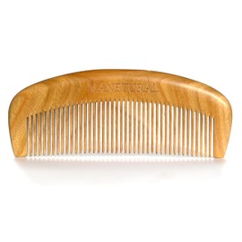 MANETURAL Premium Green Sandalwood Comb 5.8", Fine tooth wooden comb, Beard Care or Mustache, Hair Comb for Women and Kids, Handmade Combs (Oval Fine Tooth, 1PACK)