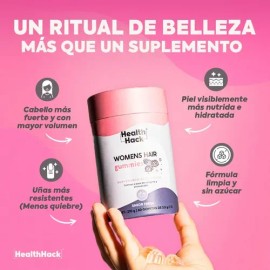 Health Hack Womens Hair en Gomitas con 18 Ingredientes para Cabello, Piel y Uñas, 1140 mg de Colágeno I y III, MSM, L-Cisteína, L-Lisina, Bambú,...   