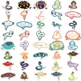 AUCEKO Pack of 40 The Snake Sticker Pack Snake Sticker Set Waterproof Vinyl Stickers for Laptop Children Cars Motorcycle Bicycle Skateboard Luggage Suitcase Computer Sticker Graffiti Decal
