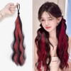 MIZUCOS Colored Hair Wave Long Hair Bridge Ponytail Wig Hair Band, Red, 1 Piece / MIZUCOS 컬러 헤어 웨이브 긴머리 브릿지 포니테일 부분 가발 머리끈, 레드, 1개
