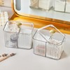 WIWIUXY Qtips Holder Bathroom Container,3-Section Cotton Ball/Swabs Dispenser,3 Grids Apothecary