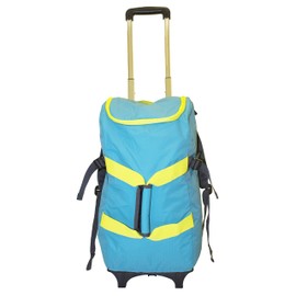 dbest products Smart Backpack, Teal and Yellow 4-in-1 Rolling Backpack Luggage Duffel Gym Bag Removable Dolly Laptop Tablet Pocket