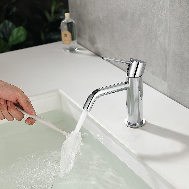 Chrome Bathroom Faucet Single Hole, Single Handle Water Faucet for