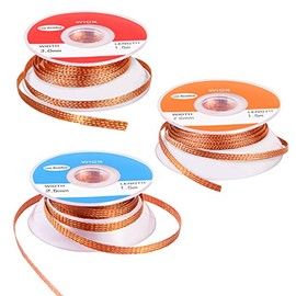 CCOZN Solder Wicks, 3 Pack No-Clean Solder Braided Wicks Desoldering Wicks For Solder Removal Tool, 0.12/0.1/0.08 Inch Width 1.5 Meter Length