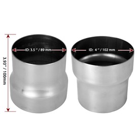 MXA Universal ID 3.5 inch to ID 4 inch Exhaust Adapter Reducer, 3-1/2" ID to 4" ID Stainless Steel Exhaust Pipe (3.5" to 4", 4" Length)