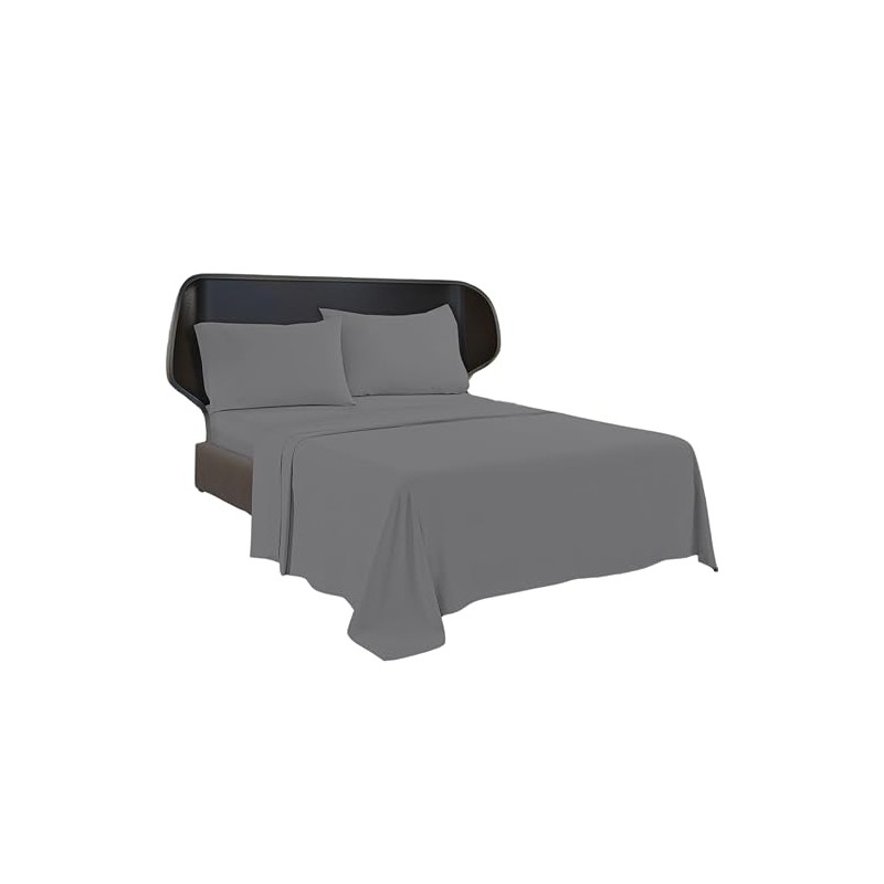 Brit Cotton - Grey Single Size Ultra-Soft Brushed Microfiber Flat