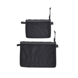 Baboon to the Moon Monomesh Pouch Set – Ultra-Light, Durable Travel and Storage Organizer with Transparent Design – Perfect for Toiletries, Accessories, Cosmetics, and Tech Gear (Black)