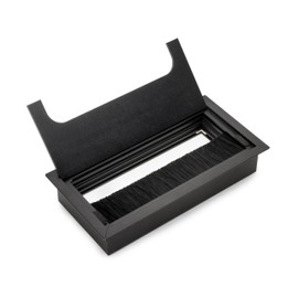 Emuca - Cable organizers for table, rectangular, 160x80mm, recessed, Aluminium, Black painted