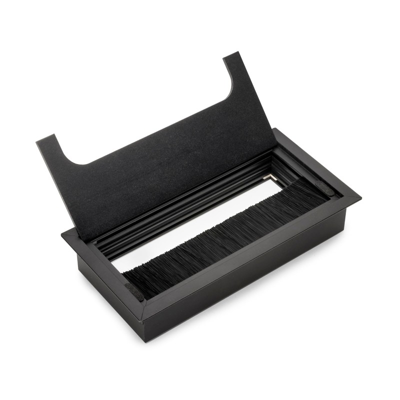 Emuca - Cable organizers for table, rectangular, 160x80mm, recessed, Aluminium,