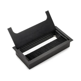 Emuca - Cable organizers for table, rectangular, 160x80mm, recessed, Aluminium, Black painted