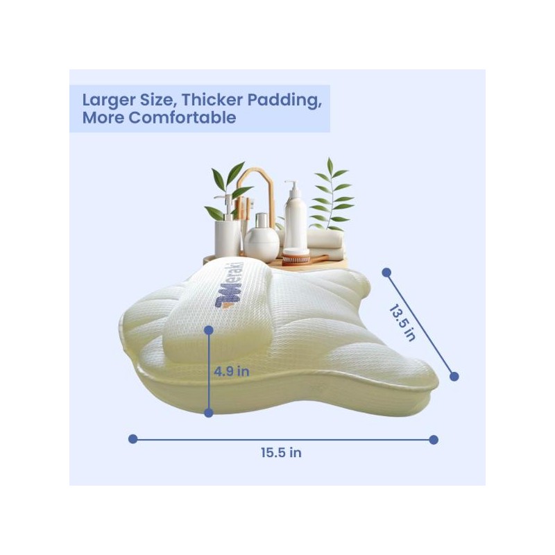 Luxury Bath Pillow - Extra Thick 5D Mesh, Neck &