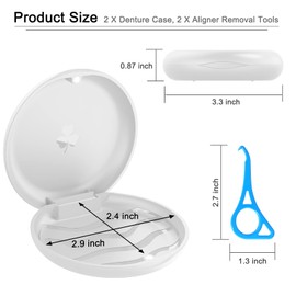 2 Pcs Retainer Case,BVN Retainer Box with 2 Pcs Aligner Removal Tool, Orthodontic Denture Box,Mouth Guard Case,White