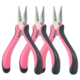 Neitsi Microlinks Hair Extensions Kit,3PCS 3 Holes Mini Microlinks Pliers,Hair Extensions Tools,Micro Links Opener and Removal Tool for Micro Nano Rings Beads Extensions or Feather Extensions,Pink