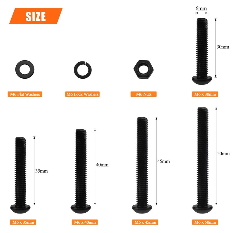 HELIFOUNER 85 Pieces M6 x 30mm /35mm /40mm /45mm /50mm,