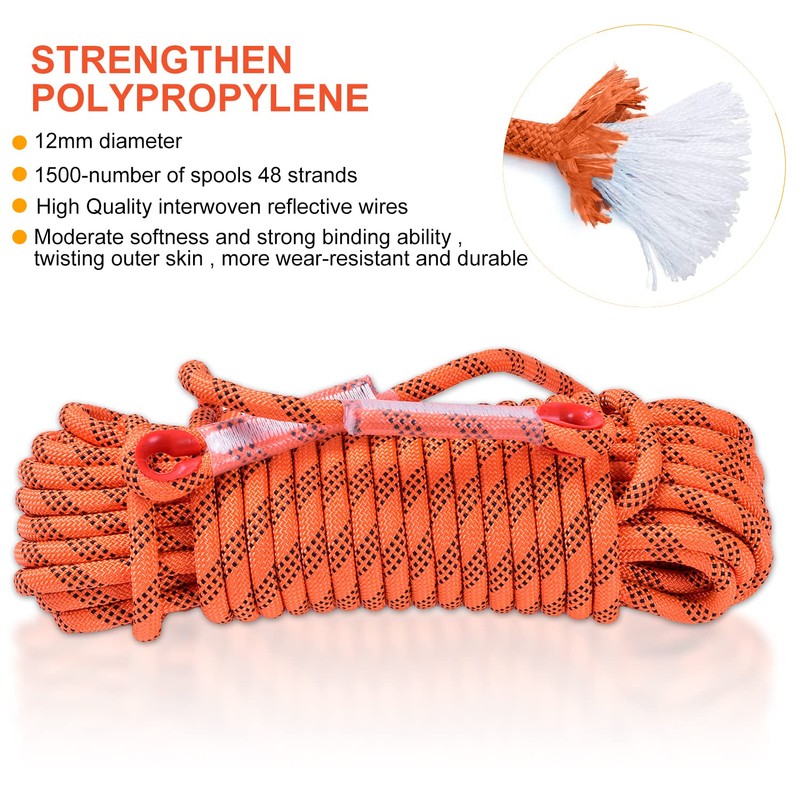 LZ.MZXU Climbing Rope, 12mm Static Climbing Ropes, 32FT(10M) 65FT(20M) 100FT(30M)