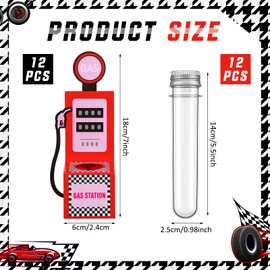 JolliLudo 12 Pack Gas Station Candy Tubes with Boxes 40 oz Fillable Candy Containers Race Car Party Favors for Dessert Table Decor & Goodie Bag Gifts, Race Car Party Favors Birthday Supplies