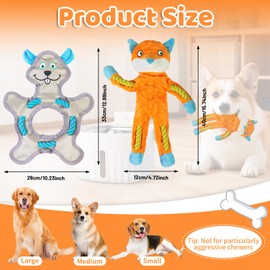 Acehome Squeaky Dog Toys, Stuffing Crinkle Plush Dog Toy to Keep Them Busy Interactive Rope Toys Dogs Chew Toy for Puppy Small Medium and Large Breeds