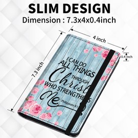 Checkbook Cover Bible Verses Philippians 4-13 Pattern Premium Leather Check Book Holder Wallet with RFID Blocking Function for Men and Women