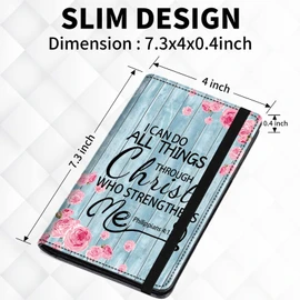 Checkbook Cover Bible Verses Philippians 4-13 Pattern Premium Leather Check Book Holder Wallet with RFID Blocking Function for Men and Women