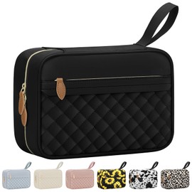 Vankor Large Travel Toiletry Bag for Women with Hanging Hook, Waterproof TSA Approved Cometic Toiletry Bag Organizers Leakproof Make up Bags for Women Black