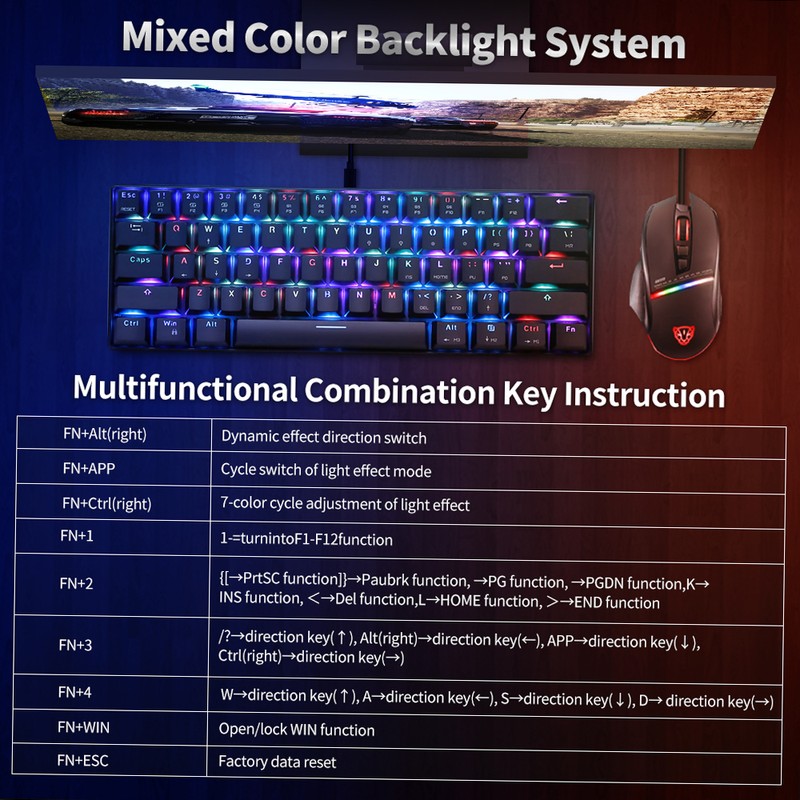 MOTOSPEED CK61 RGB Mechanical Gaming Keyboard OUTMU Red Switches Keyboard