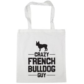 Hippowarehouse Crazy French Bulldog guy Tote Shopping Gym Beach Bag 42cm x38cm, 10 litres
