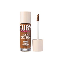 Ruby Kisses Glowy Skin Filter Foundation - All-in-1 Primer, Skin Tint & Highlighter, Hydrating Light Coverage with Squalane, Natural Dewy Finish, Luminous & Radiant Glow (Golden Medium)