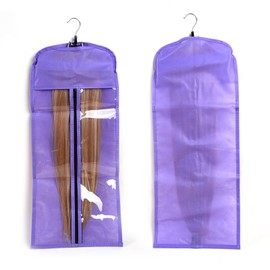 Buyoget Hair Extensions Holder with Storage Bag 2PCS Purple & Purple Wood Metal Hair Extension Hanger Holder for Styling Braiding Washing