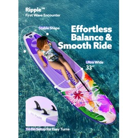 SLOOSH Inflatable Stand Up Paddle Board, 10'6" Paddle Boards with Premium Accessories, Non-Slip EVA Deck, Ultra-Light Carry Bag Pump, Ripple SUP for Youth & Adults of All Skill Levels, Bright Burst