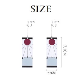 Tanjiro Hanafuda Earrings Breath Of The Sun Symbol Great For Demon Slayer Anime Light-Weight Wearing (Breath Of The Sun B)