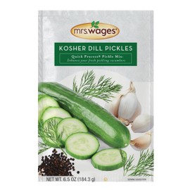 Mrs. Wages Kosher Dill Pickles Quick Process Mix, Quick and Easy, Simple-To-Use, Traditional Pickle Flavoring, Enhance Your Pickling Cucumbers, 6.5 oz Packet (Value Pack of 6)