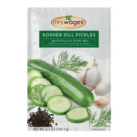 Mrs. Wages Kosher Dill Pickles Quick Process Mix, Quick and Easy, Simple-To-Use, Traditional Pickle Flavoring, Enhance Your Pickling Cucumbers, 6.5 oz Packet (Value Pack of 6)