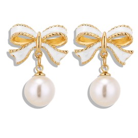 Dreuyet - arete de lazo de Navidad para mujer, aretes de bola roja, aretes de lazo de Navidad, aretes de lazo de Navidad, Año Nuevo, aretes rojos, Zinc, desconocido
