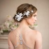 Landrain 5 Stück Silber U-Förmig Blumen Perlen Haarnadeln Braut Haarschmuck