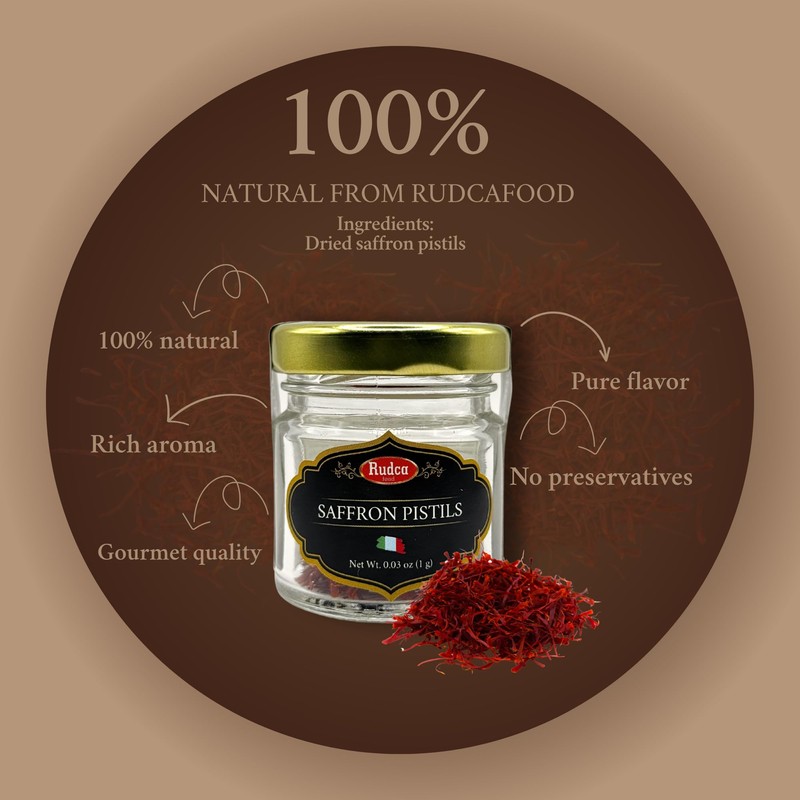 Rudca Food 100% Natural Saffron Pistils – Premium Dried Threads,
