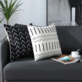 Homefeelzydys Cushion Covers,Cushion Covers 55 x 55 set of 4 Black Square Throw Pillow Case cushion covers 22x22 4Pack For Outdoor Patio Garden Blench Living Room Sofa Farmhouse Decor