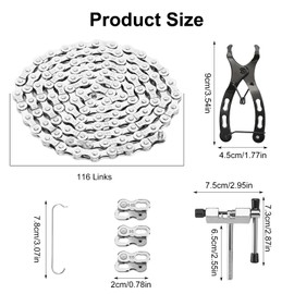 Bike Chain 6/7/8 Speed Bicycle Chain Link Removal Tool with Bike Parts Bike Chains for Road Mountain Racing Cycling (1/2 x 3/32 inch 116 Links)