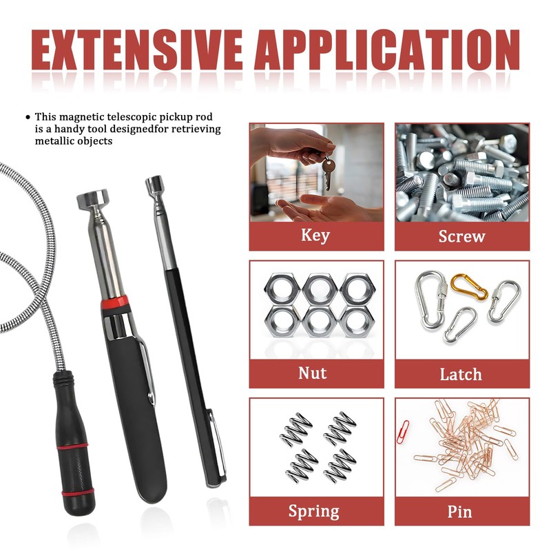 3 PCS Magnetic Pickup Tool, Portable 1.5LB 5LB 8LB Telescopic