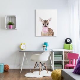 Stupell Industries Fawn Blowing Bubblegum Canvas Wall Art Design by Sisi and Seb