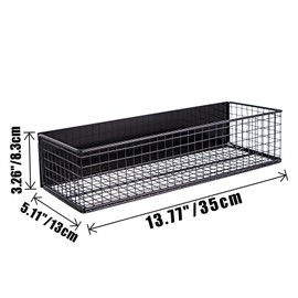 Ganydet Magnetic Basket, Magnetic Shelf for Fridge,Magnetic Spice Rack Wire Mesh Magnetic organizer Holder Accessories for Office Kitchen Classroom Storage, Black-High, 13.77" x 5.11" x3.26"