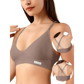 4Leezy Women's Wireless Bra - Sports Bra Comfort Padded Bralette with Support Seamless Racerback Workout Tops Cami Crop Tank S-XXL