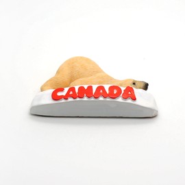 Canada Souvenir Refrigerator Magnets Gift Resin Handcraft Fidge Magnets with Moose Beaver Bear Canadian National Flag Maple (Polar Bear on Ice)