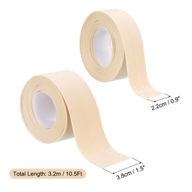 uxcell 2 Rolls Caulk Tape, 1.5" x 10.5Ft & 0.9" x 10.5Ft PVC Waterproof Self-Adhesive Sealing Tape for Kitchen Bathroom Toilet Sink Floor Corner Edge with Sealing Tool, Beige