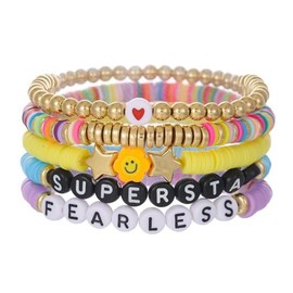 5 Pcs Friendship Bracelets,1989 Lover Fearless Reputation Album Friendship Bracelets for Women Girl,Christmas Gifts,Yellow
