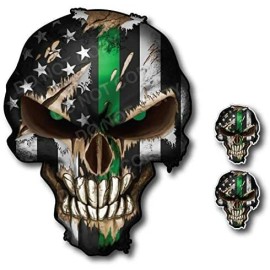 Decals by Haley 3 THIN GREEN LINE SKULL MILITARY ARMY USA AMERICAN FLAG DECAL STICKER CAR TRUCK